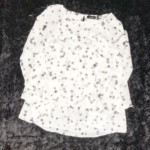 APT. 9 WHITE TOP BLACK SPOTTED DRESSY TOP NWT